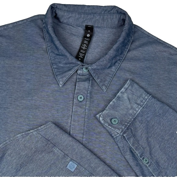 Lemon Other - Lululemon Commission Shirt Mens XL Stretch Long Sleeve Button Down Blue LM3DJOS